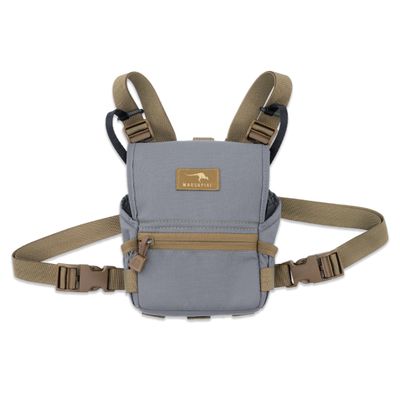 Marsupial Gear Standard Binocular Pack - Magnetic Bino Chest Harness Great for Quick One-Handed Access While Hunting with Storage Pockets, Wolf/Coyote, Large