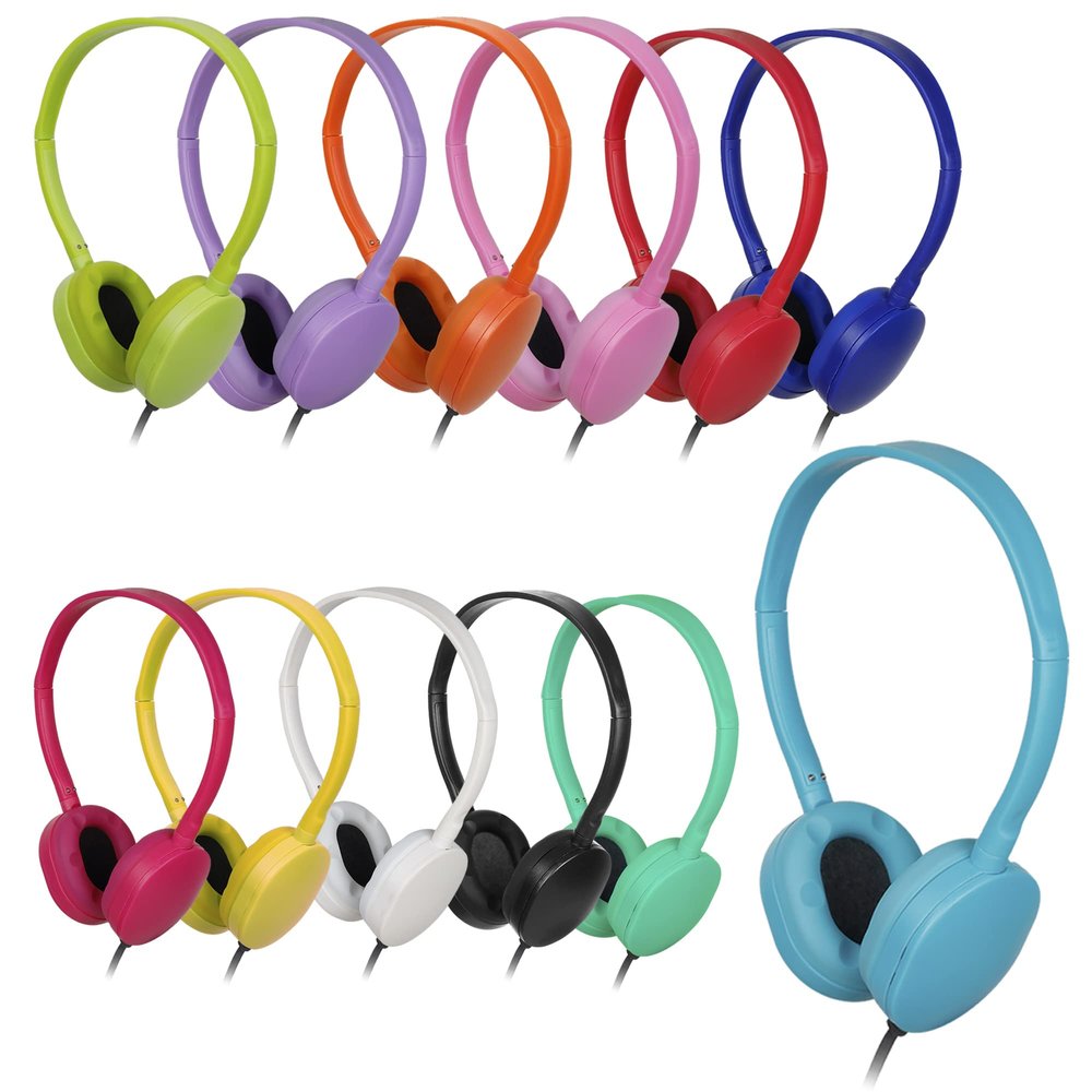 OSSZIT Kids Headphone Bulk 24 Pack Multi Color for Classroom School,Wholesale Earphones Class Set for Students Teens Children and Adult (12 Colors)