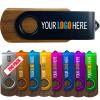 [4GB-200pcs] Custom Wooden USB Flash Drive 4GB with Frosted Metal Cover 200 Pack Bulk Wood USB Drives with Personalized Logo Customized Thumb Drives with Brand / - Walnut view 1