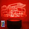 Jinnwell 3D Fire engine truck Night Light Lamp Illusion 16 Color Changing Table Desk Decoration Lamps Gift with Acrylic Flat ABS Base USB Cable Toy view 1