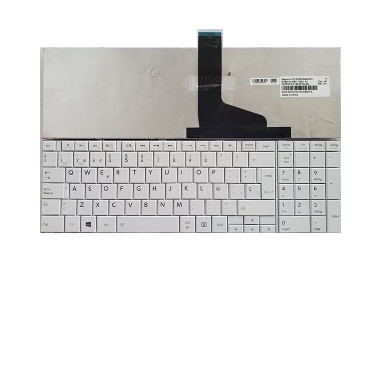 YANHAO [Laptop Keyboard] New Spanish SP Keyboard for Toshiba C850 C855D C850D C855 C870 C870D C875 L850 P850 L855 L875 L875D L950 L950D L955 L955D SP [Easy Installation] (Color : White)