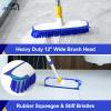 ITTAHO 12" Wide Floor Scrub and Grout Brush Set With Long Extendable Handle - Stiff Bristle Heavy Duty Cleaner for Tile, Deck, Garage, Kitchen, Bathroom view 3