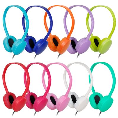OSSZIT Classroom Kids Headphones Bulk 50 Pack Class Set of Headphones for Students Children Boys Girls Teen and Adult (10 Colors)