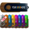 [4GB-50pcs] Custom Wooden USB Flash Drive 4GB with Frosted Metal Cover 50 Pack Bulk Wood USB Drives with Personalized Logo Customized Thumb Drives with Brand / - Walnut view 1
