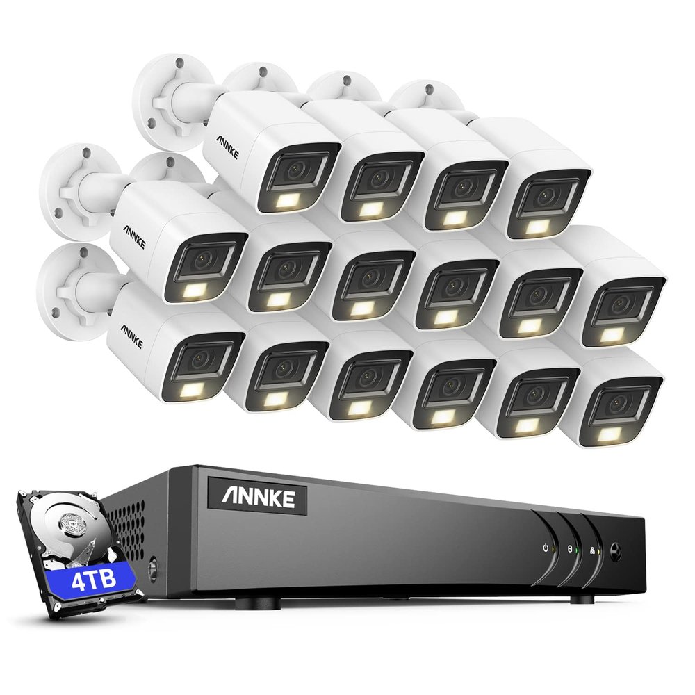 ANNKE Home Security System, 3K Lite 16 Channel Security Video Recorder with 16 3K Built-in Mic Cameras and 4TB Hard Drive, AI Human/Vehicle Detection for Home Business Surveillance
