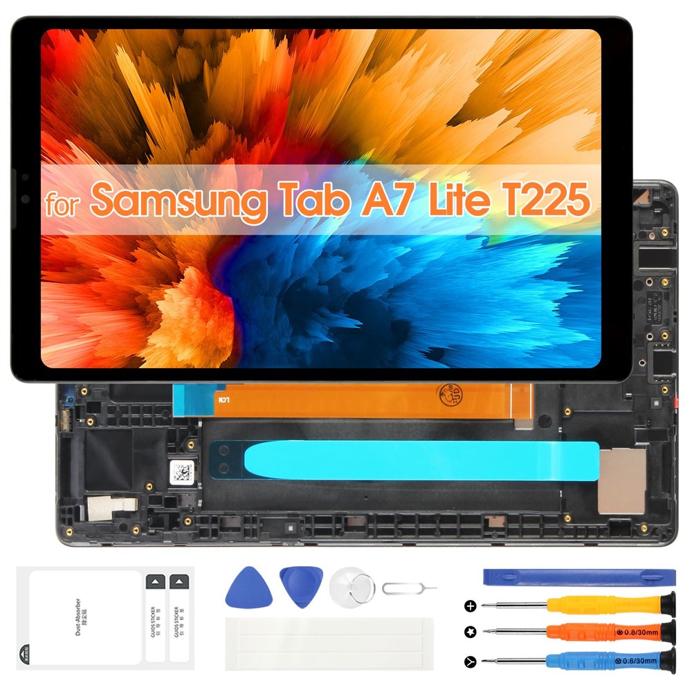 for Samsung Galaxy Tab A7 Lite (LTE Version) LCD Display - for Samsung T225 LCD Touch Screen Replacement for Galaxy Tablet A7 Lite SM-T225 LCD Digitizer Glass Assembly Repair Kit (with Frame, 8.7")