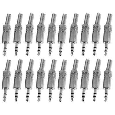 20 Pcs 3.5mm 1/8" Stereo Male Audio TRS Plated Jack Plug Adapter Connector USA