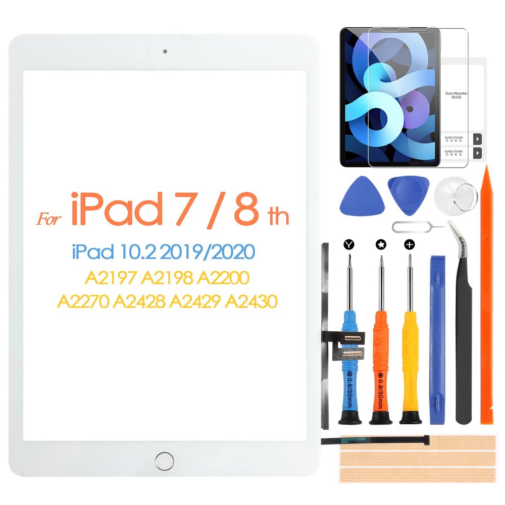 Touch Screen for iPad 7 7th 8 8th Gen 2019 2020 Screen Replacement, for iPad 10.2" A2197 A2198 A2200 A2270 A2428 A2429 A2430 Digiziter with Home Button & Repair Tools (Not LCD)