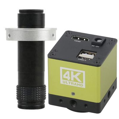 4K UHD 1080P HDMI Industrial Microscope Camera & 120X C-Mount Lens for PCB Board CPU Repair Soldering Measurement Function