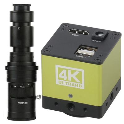 4K UHD 1080P HDMI Industrial Microscope Camera & 500X C-Mount Lens for PCB Board CPU Repair Soldering Measurement Function
