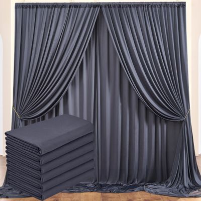 30 ft x 10 ft Wrinkle Free Charcoal Backdrop Curtain for Parties, Dark Grey Polyester Photo Backdrop Drapes for Baby Shower Wedding Engagement Birthday Party Backdrop Stand,5ft x 10ft 6 Panels