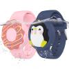 Waterproof Air tag Bracelets for Kids (2 Pack) - Soft Silicone Hidden Air tag Wristband - Lightweight GPS Tracker Holder Compatible with Apple Airtag Band for Child (Penguin/Donut) view 1