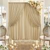 10ft x 8ft Wrinkle Free Champagne Backdrop Curtain for Wedding Parties, Thick Polyester Photo Backdrop Drapes for Baby Shower Engagement Birthday Party Backdrop Stand,5ft x 8ft 2 Panels view 2