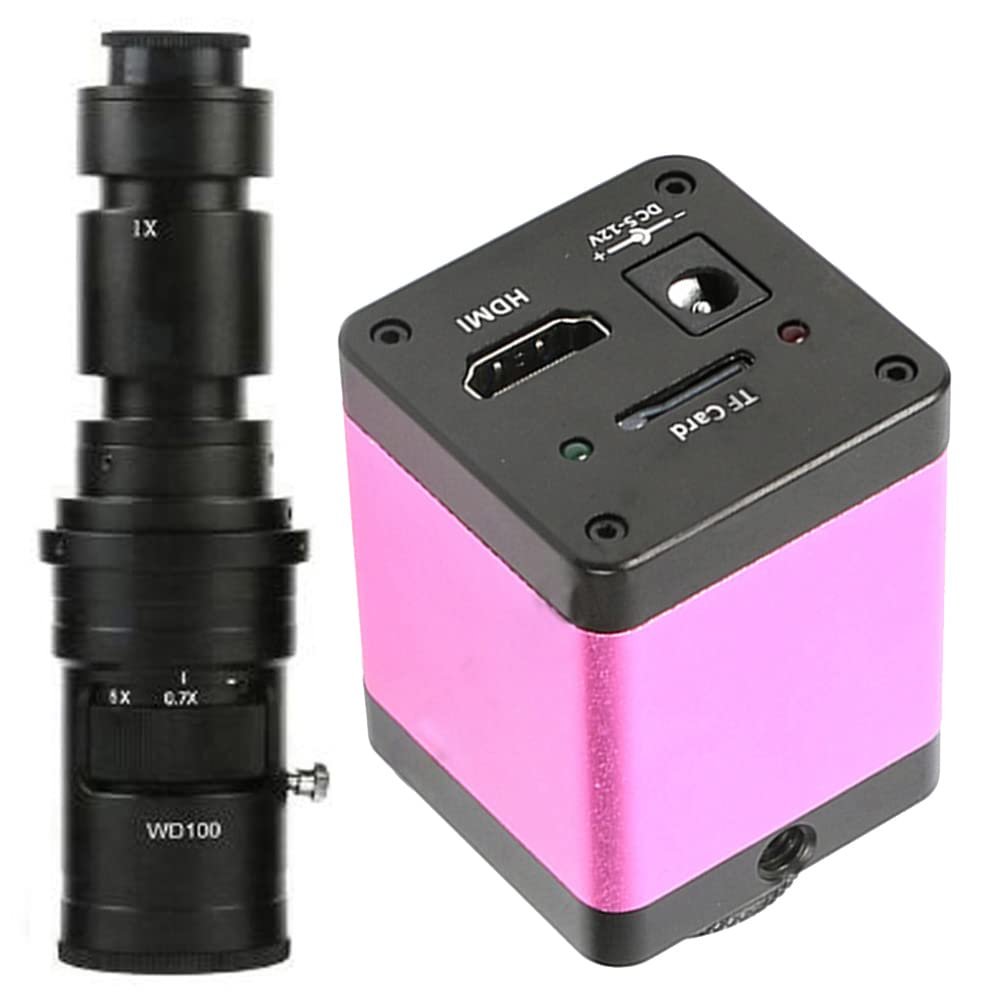 720P HDMI HD Industrial Video Microscope Camera TF Card Storage Picture & 500X C-Mount Lens for Computer Phone Motherboard Repair