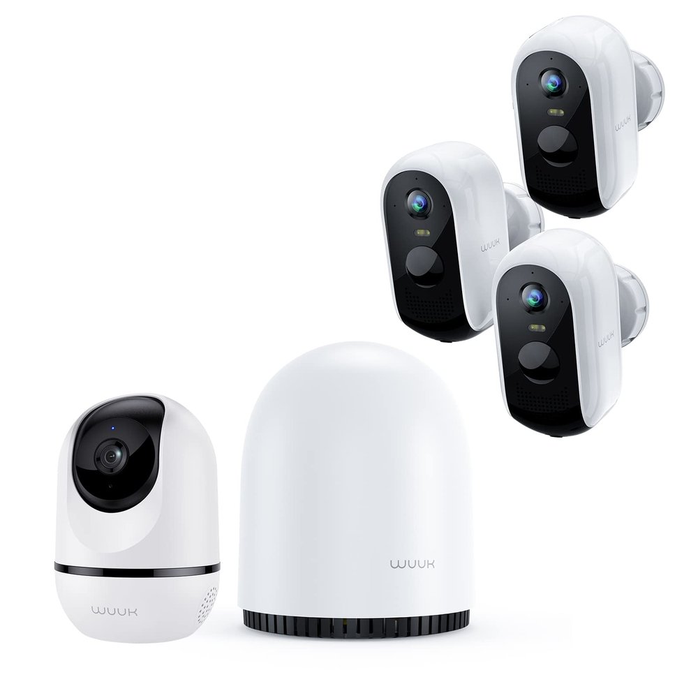 WUUK 4MP Indoor Security Camera, Pan Tilt Cam for Baby Monitor, 2K Outdoor Cameras Wireless with 32GB Base Station, Wi-Fi Home Security Camera for Dog or Cat, No Monthly Fee