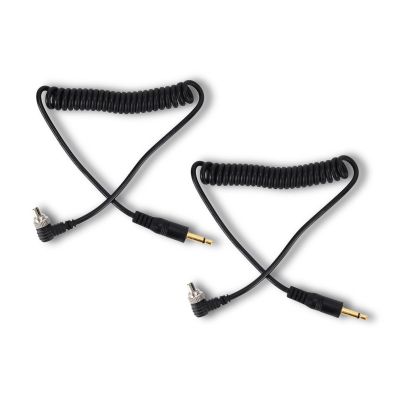 3.5mm to Male Flash PC Sync Cable, 2Pcs 30-80cm/11.8-31.5in 3.5mm Plug to Male Flash Sync Cord with Screw Lock, Photography Coiled Cord for Digital Cameras