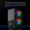 GAMDIAS ATX Mid Tower Gaming Computer Case for Desktops & PC, 2X 200mm ARGB LED PC Case Fans Sync with Motherboards, Support Front 360mm & Top 240mm Cooler, Front & Side Tempered Glass Black view 2