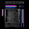 GAMDIAS ATX Mid Tower Gaming Computer Case for Desktops & PC, 2X 200mm ARGB LED PC Case Fans Sync with Motherboards, Support Front 360mm & Top 240mm Cooler, Front & Side Tempered Glass Black view 3