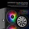 GAMDIAS ATX Mid Tower Gaming Computer Case for Desktops & PC, 2X 200mm ARGB LED PC Case Fans Sync with Motherboards, Support Front 360mm & Top 240mm Cooler, Front & Side Tempered Glass Black view 4