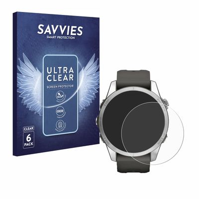 savvies Screen Protector compatible with Garmin Fenix 7S Pro Solar (42 mm) Protection Film Clear 6-Pack