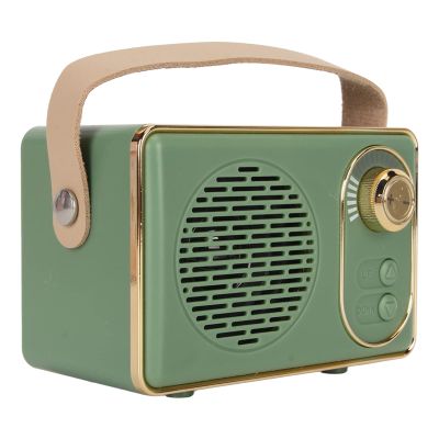 ASHATA Rechargeable Vintage Bluetooth Speaker, Retro Bluetooth 5.0 Speaker, Mini Bluetooth Speaker Memory Card AUX USB Rechargeable MP3 Player for Camping Party Gift (Green)