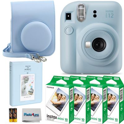 Fujifilm Instax Mini 12 Instant Film Camera (Pastel Blue) + Fuji Instax Mini Instant Film  40 Sheets + Instant Camera Gift Bundle