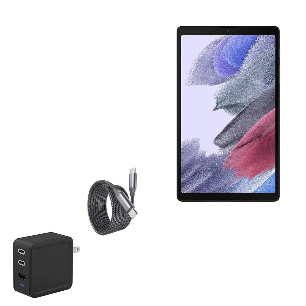 BoxWave Charger Compatible with Samsung Galaxy Tab A7 Lite - PD Wall Charger Bundle (65W), Power Delivery AC Adapter Long Cable - Jet Black