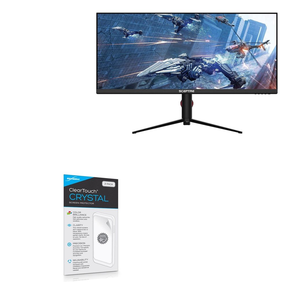 BoxWave Screen Protector Compatible with Sceptre 34" HD LED Gaming Monitor (E345B-QUT168) - ClearTouch Crystal (2-Pack), HD Film Skin - Shields from Scratches