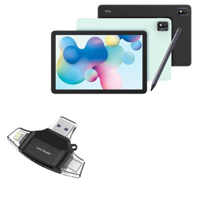 BoxWave Smart Gadget Compatible with TCL NxtPaper 10s - AllReader SD Card Reader, microSD Card Reader SD Compact USB - Jet Black