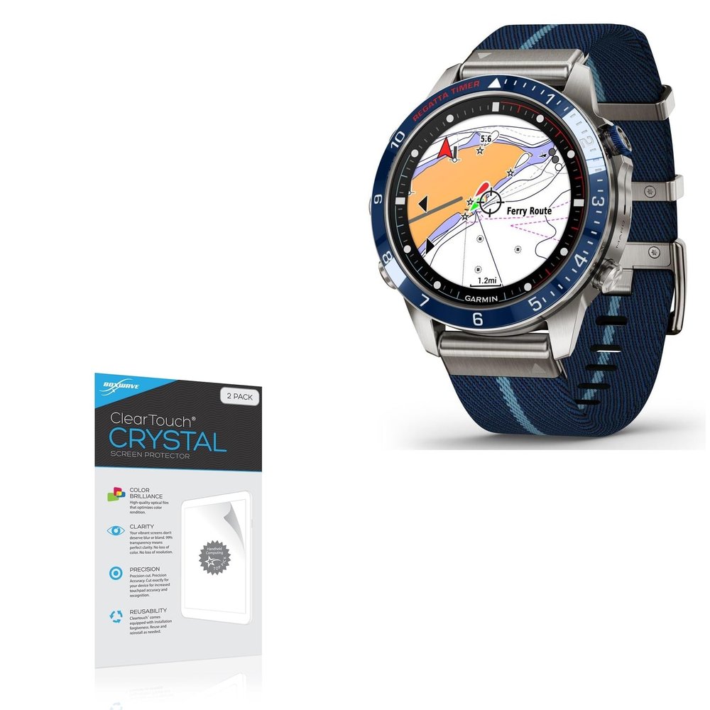 BoxWave Screen Protector Compatible with Garmin MARQ Captain (Gen 2) (1.2 in) - ClearTouch Crystal (2-Pack), HD Film Skin - Shields from Scratches