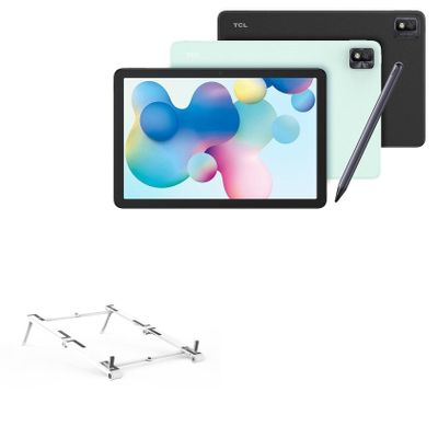 BoxWave Stand and Mount Compatible with TCL NxtPaper 10s - Pocket Aluminum Stand 3-in-1, Portable Multi Angle Viewing Riser - Metallic Silver