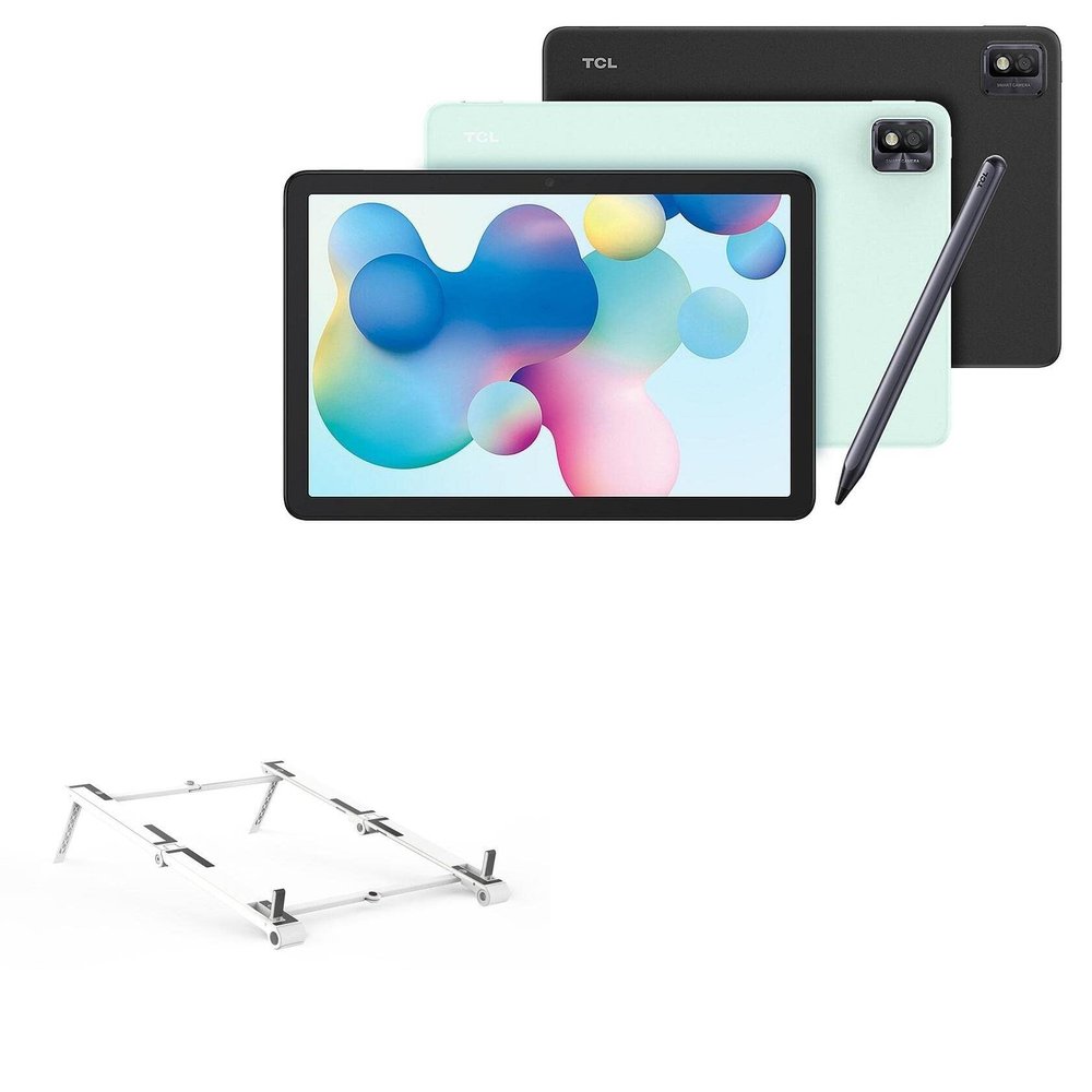 BoxWave Stand and Mount Compatible with TCL NxtPaper 10s - Pocket Aluminum Stand 3-in-1, Portable Multi Angle Viewing Riser - Metallic Silver