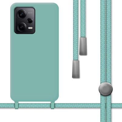 Tumundosmartphone Liquid Silicone Case with Lanyard for Xiaomi Redmi Note 12 Pro 5G Green