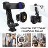 Kaitezenz Cell Phone Tripod Mount, Universal Tripod Phone Mount with 2 Cold Shoes, 360 Rotates 180 Tilts Camera Hot Shoe Phone Mount Smartphone Tripod Holder Adapter for iPhone Samsung All Phone view 2