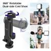 Kaitezenz Cell Phone Tripod Mount, Universal Tripod Phone Mount with 2 Cold Shoes, 360 Rotates 180 Tilts Camera Hot Shoe Phone Mount Smartphone Tripod Holder Adapter for iPhone Samsung All Phone view 3
