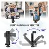 Kaitezenz Cell Phone Tripod Mount, Universal Tripod Phone Mount with 2 Cold Shoes, 360 Rotates 180 Tilts Camera Hot Shoe Phone Mount Smartphone Tripod Holder Adapter for iPhone Samsung All Phone view 4