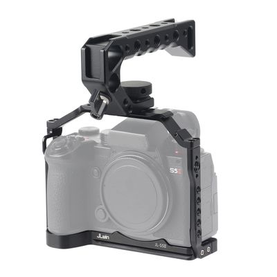 Fotga Aluminum Camera Cage + Top Handle for Panasonic Lumix S5II S5 Mark II G9II G9 Mark II Mirrorless DSLR Camera Making Video Filmmaking Compatible Arca Swiss Clamp