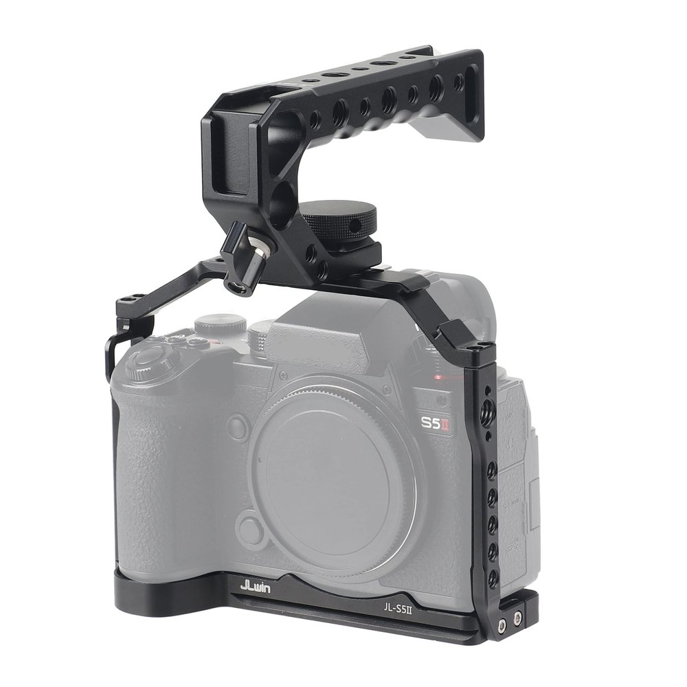 Fotga Aluminum Camera Cage + Top Handle for Panasonic Lumix S5II S5 Mark II G9II G9 Mark II Mirrorless DSLR Camera Making Video Filmmaking Compatible Arca Swiss Clamp