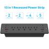 CCCEI Recessed Power Strip Surge Protector with 5 Outlets, USB 3.0 USB-A and 45W USB-C Ports, Built in Furniture Desk Hidden Outlet, with 10 FT 45 Degree Flat Plug Extension Cord. view 3