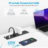 CCCEI Recessed Power Strip Surge Protector with 5 Outlets, USB 3.0 USB-A and 45W USB-C Ports, Built in Furniture Desk Hidden Outlet, with 10 FT 45 Degree Flat Plug Extension Cord. view 4