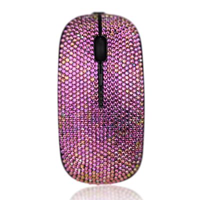 blingbybri Bling Wireless Mouse for Girls, Pink Rhinestone Coverd Computer Mouse with USB Receiver, Sparkly Cute Flat Mice for Laptop, PC, Notebook, MacBook Gifts - Gradient Rose Red
