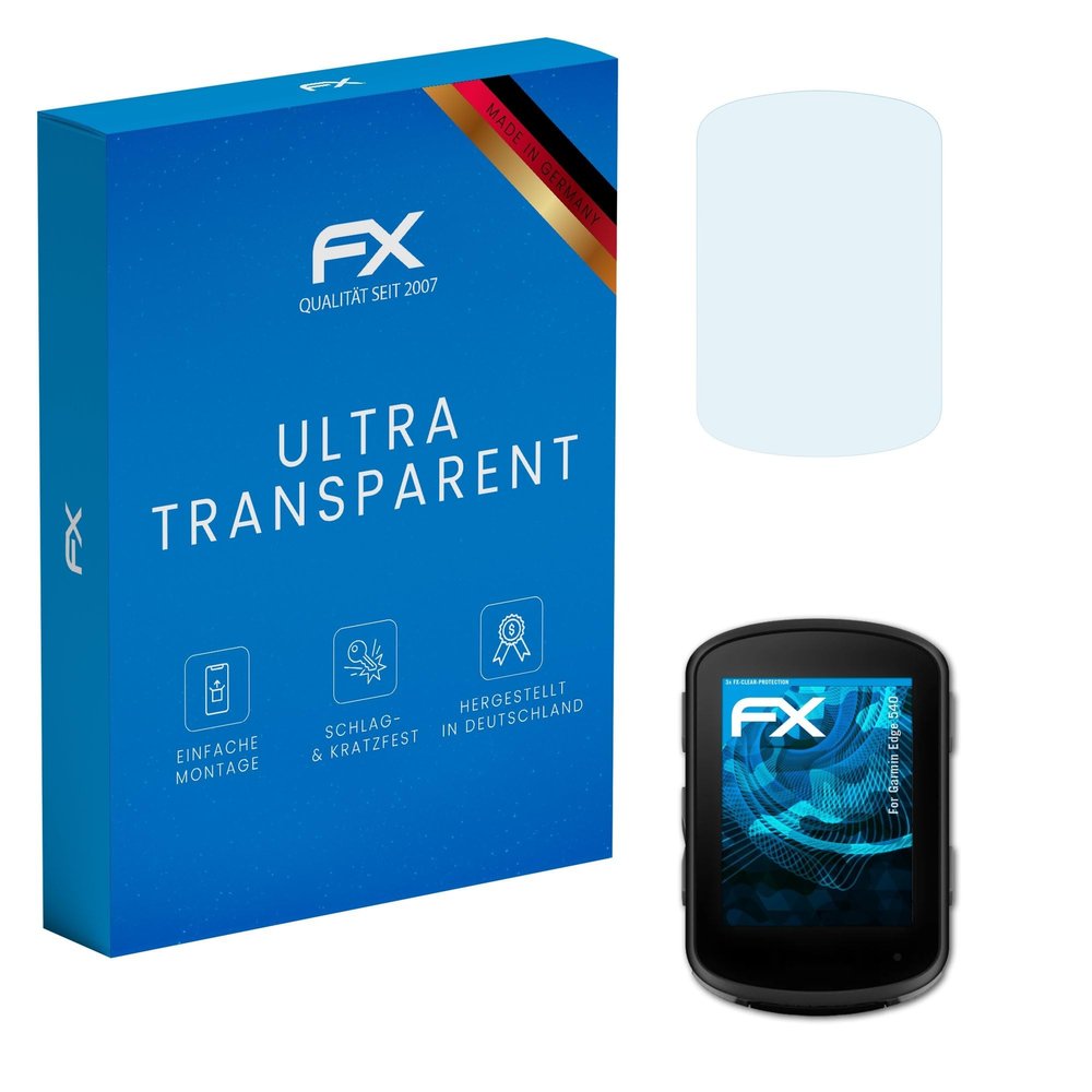 atFoliX Screen Protection Film compatible with Garmin Edge 540 Screen Protector, ultra-clear FX Protective Film (3X)