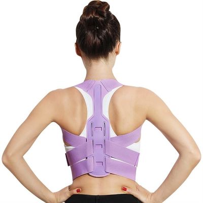 Brace Support Belt Women Adjustable Upper Back Posture Corrector Neck Clavicle Spine Shoulder Back Lumbar Support Belt Corset Hunchback Correction (Color : Purple, Size : Large)
