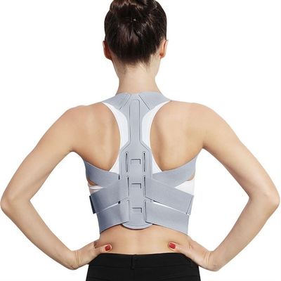Brace Support Belt Women Adjustable Upper Back Posture Corrector Neck Clavicle Spine Shoulder Back Lumbar Support Belt Corset Hunchback Correction (Color : Gray, Size : Medium)