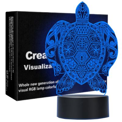 yomgam Kids Turtle Night Light for Kids, 3D Illusion Night Lamp, USB LED Table Lamp Smart Touch Dimmer Lights 7 Color Changing Decor Lamp, Room Decor, Gifts for Children Boys Girls
