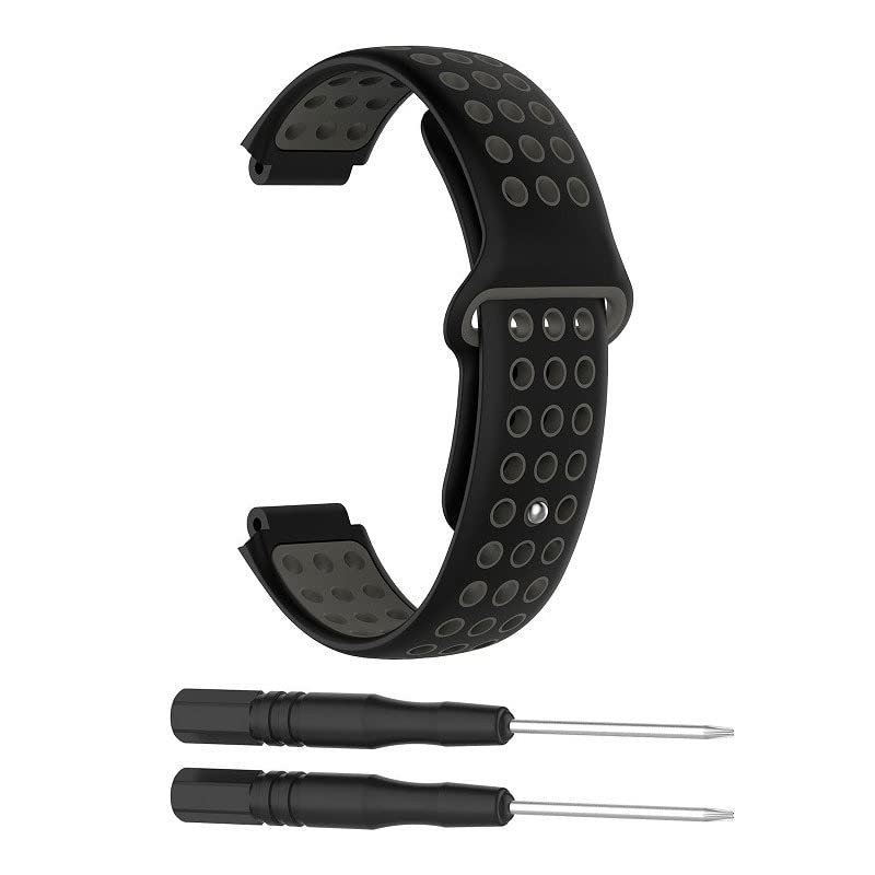 BCMCBV Silicone Watch band For Garmin Forerunner 220 230 235 630 620 735 Approach S20 S6 S5 GPS SamrtWatch Wrist bands Sport (Color : Black-deep gray)