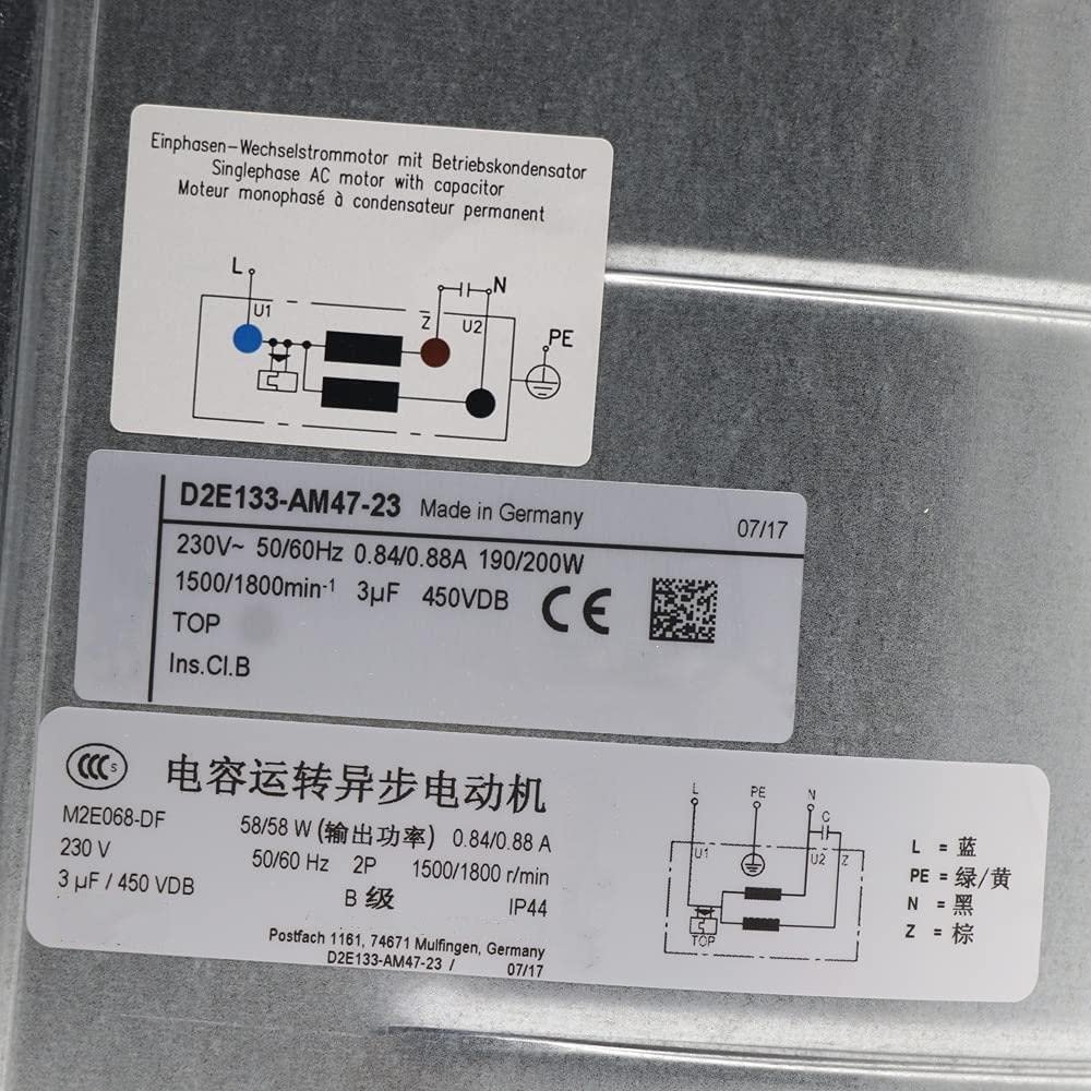 230V D2E133-AM47-23 0.84/0.88A 190/200W 3uF Blower Cooling Fan 450VDB 4-Wire