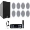 Rockville HC55-16 White Bundle: (8) 5.25 in 300-Watt in-Ceiling Speakers, Rock Shaker 8 400-Watt Powered Subwoofer, RPA60BT V2 1000-Watt 2-Ch Karaoke Amplifier Mixer, RCDR25B Dual RCA Cable, 11-Items view 1