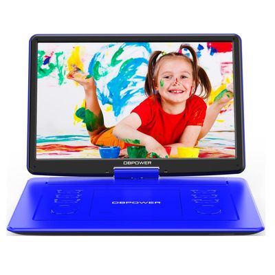 17.9" Portable DVD Player with 15.6" HD Screen, 6Hr Battery, USB/SD, Remote (Blue)