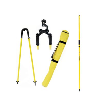 AdirPro Aluminum GPS Rover Rod 2m 2-Piece Design GPS Pole (Yellow), & Adir Aluminum Bipod with Thumb Screw Head (Yellow) Bundle
